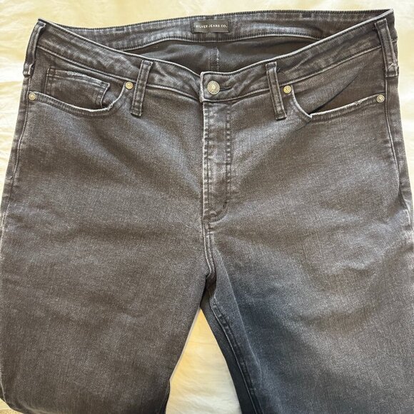 Silver High Note Skinny Jeans in Black Size 16 - Picture 2 of 9